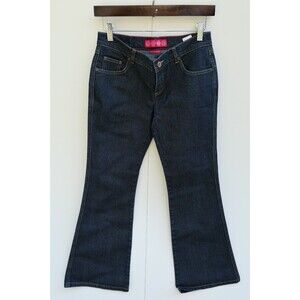 Vintage Y2K Glo Flare Jeans Womens Size 28 Dark Blue Wash 29" Inseam Low Rise